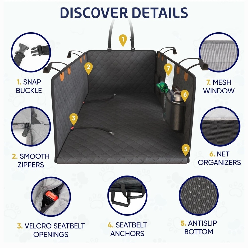 NEW Katziela Extended Back Car Seat Cover, Large, Black - Picture 5 of 14